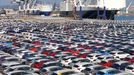 FILE PHOTO: Cars to be exported sit at a terminal in the port of Yantai, Shandong province, China January 10, 2024. China Daily via REUTERS  ATTENTION EDITORS - THIS IMAG