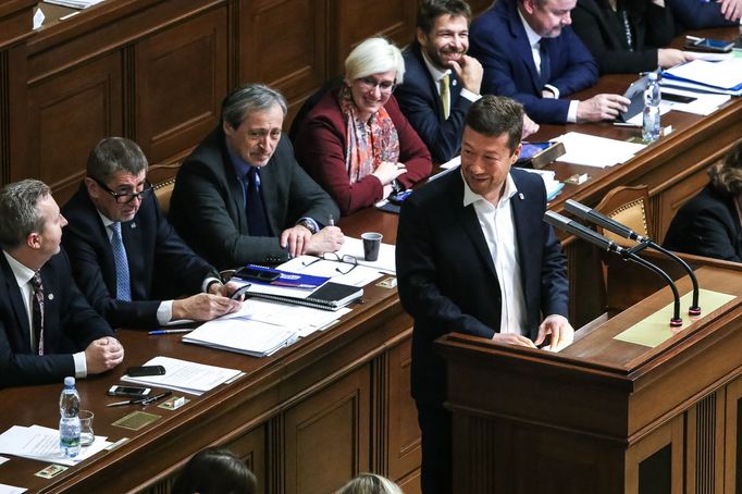 Tomio Okamura ze strany Svoboda a přímá demokracie (SPD) hovoří.