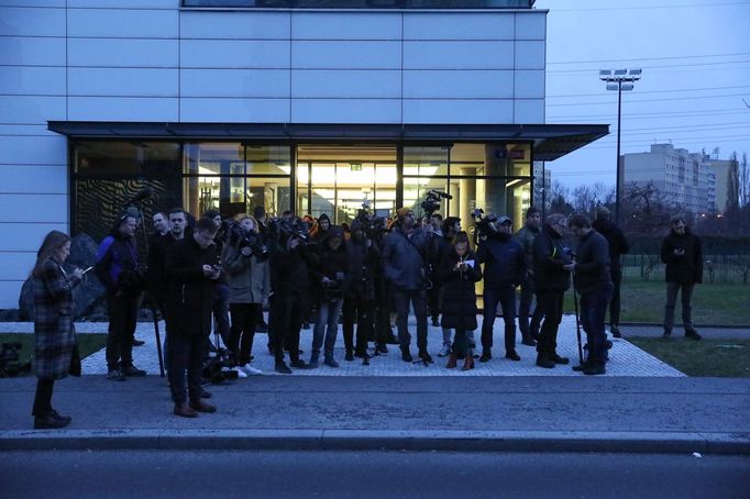 Exteriérový záběr na místo, kde se usídlil pražský volební štáb Andreje Babiše. 14. 1. 2023