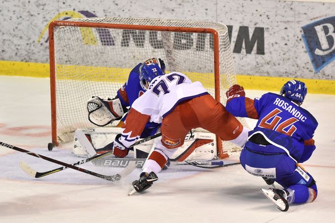 Filip Chytil dává gól v zápase proti Slovensku.