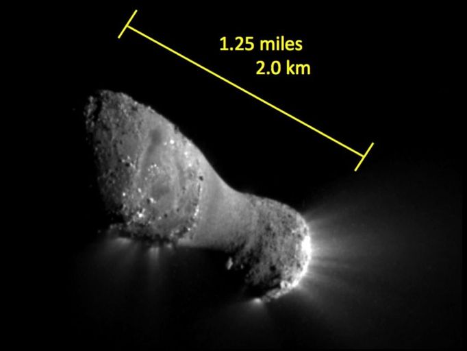 NASA zveřejnila tento snímek Hartleyovy komety. Astronomové oznámili, že na jejím povrchu se nachází prostředí podobné oceánu, což dodalo nový podnět teorii, že nebeská tělesa jsou významným zdrojem vody.