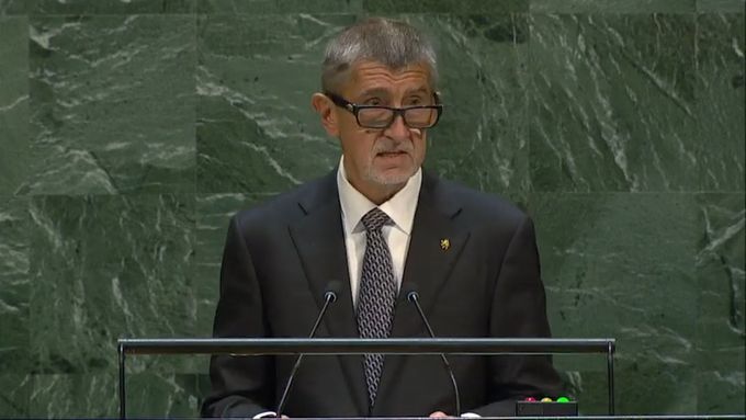 Andrej Babiš během svého projevu v OSN.