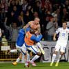 Stoch of Slovakia celebrates his goal against Spain with team mates during their Euro 2016 qualification soccer match at the MSK stadium in Zilina