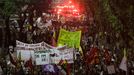 Demonstrators protest against the 2014 World Cup in Rio de Janeiro May 15, 2014. Brazilians opposed to the World Cup and the public funds spent on the construction of sta