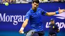 Sep 1, 2019; Flushing, NY, USA; Novak Djokovic of Serbia hits to Stan Wawrinka of Switzerland in the fourth round on day seven of the 2019 US Open tennis tournament at US