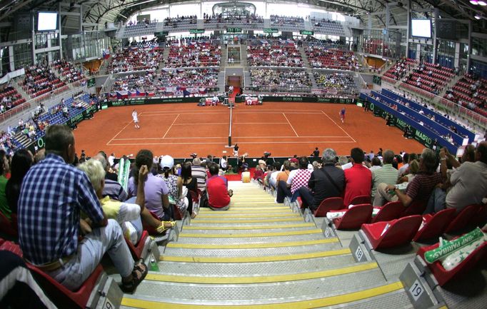 Ivo Karlovič - Radek Štěpánek při Davis Cupu v Poreči 2009