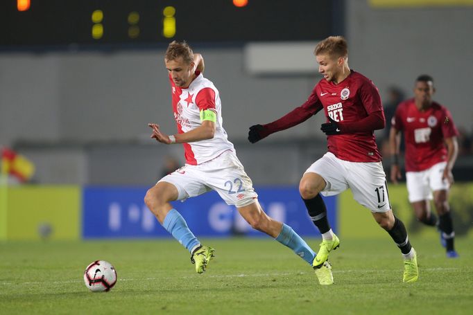 Tomáš Souček a Martin Frýdek ml. v derby Sparta - Slavia.