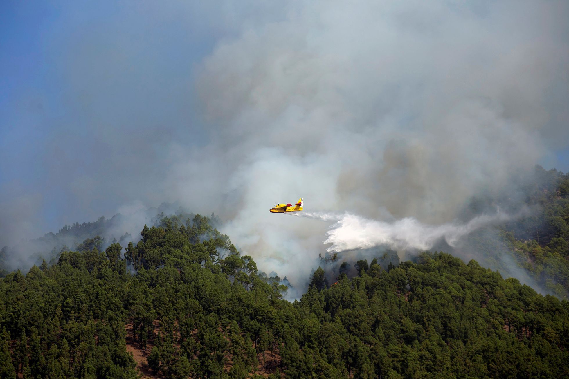 Lesní požár v Las Manchas na španělském ostrově La Palma