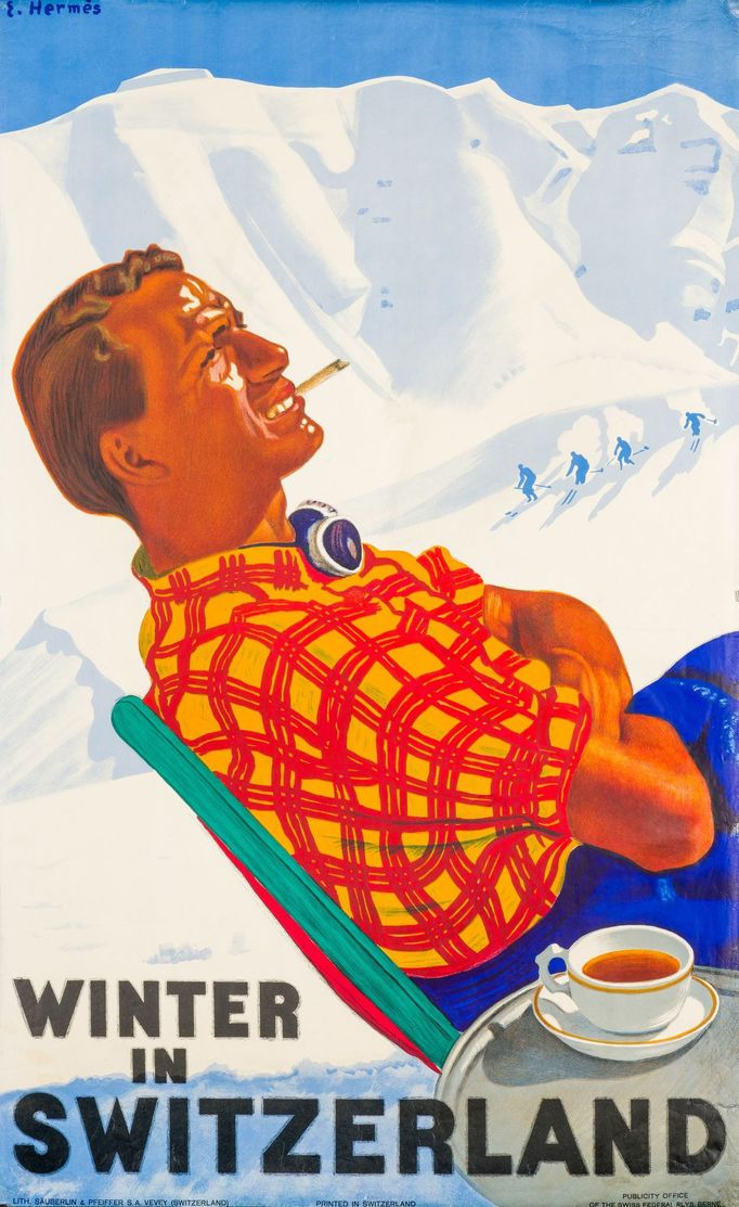 Eric Hermés (1881–1971)
Winter in Switzerland, 1930
tisk: Lith. Säuberlin & Pfeiffer, Vevey
ofset, papír, 100 × 62 cm