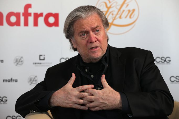 Stephen Bannon při návštěvě Prahy. 22. 5. 2018.