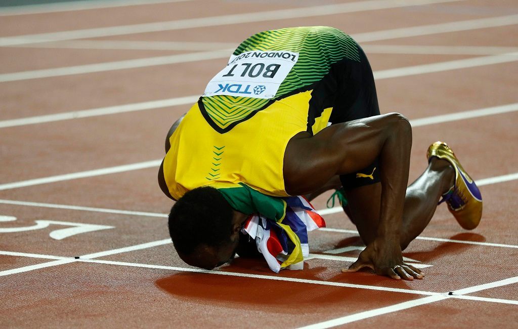Finále sprintu na 100 metrů na MS v Londýně (Usain Bolt)