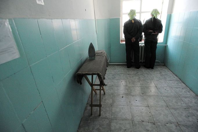 Prisoners in a utility room at the IK-11 minimum-security penal colony for women in Nerchinsk.