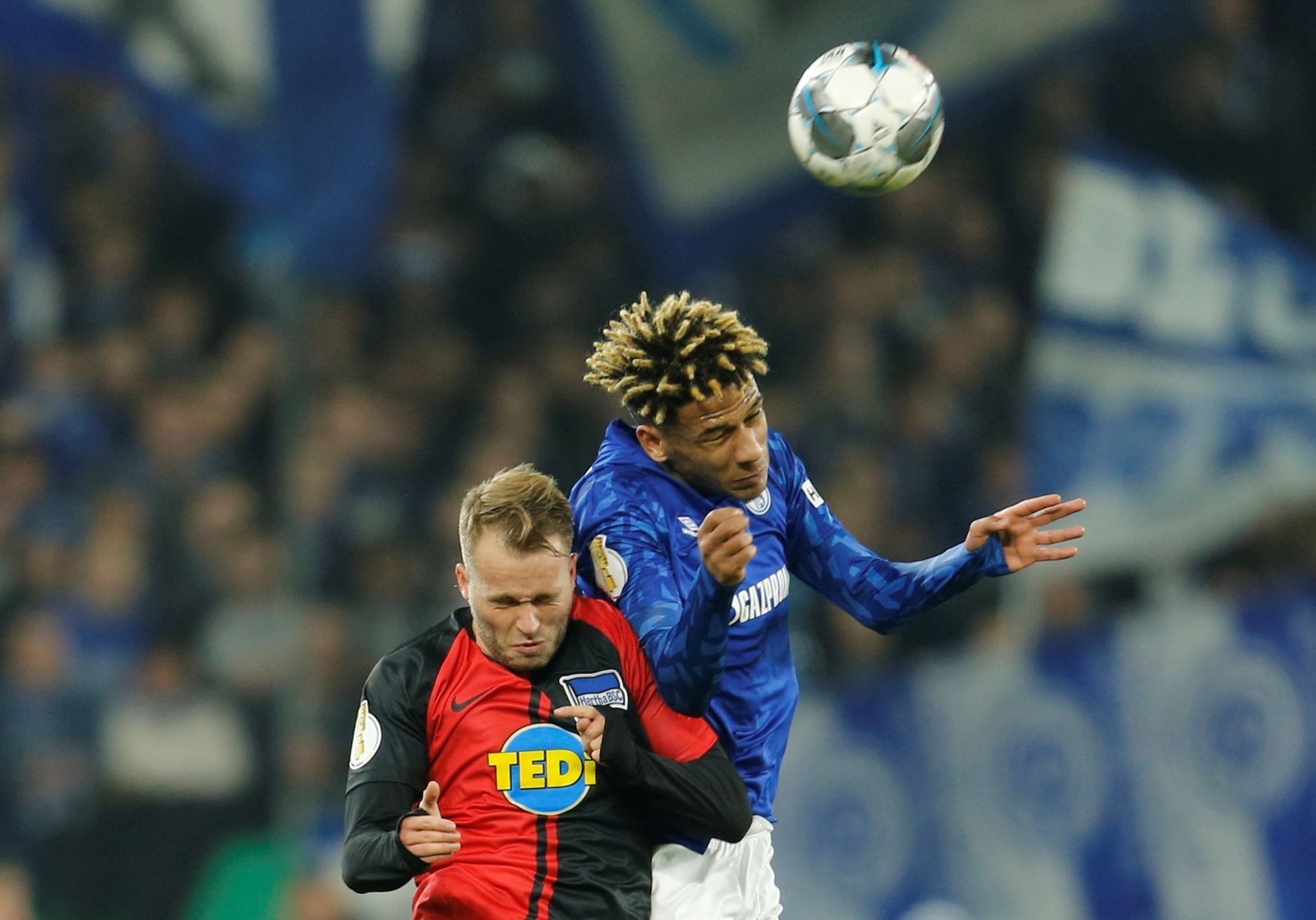 fotbal, Německý pohár 2019/2020, Schalke 04 v Hertha Berlín, Pascal Köpke, Jean-Clair Todibo