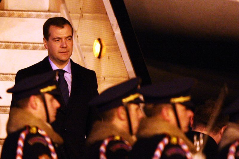 Dmitrij Medveděv v Praze, den první