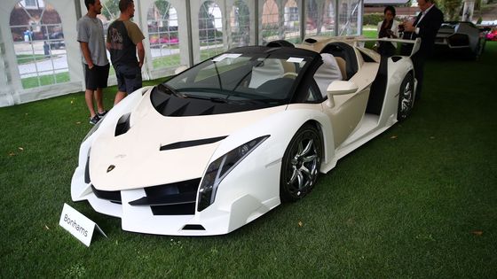 Bílé Lamborghini Veneno je historicky nejdražším vydraženým vozem značky.