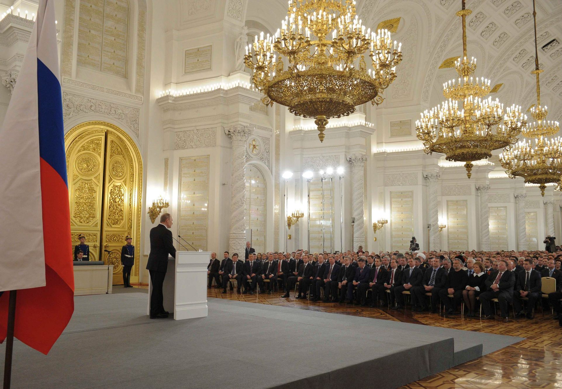 Projev ruského prezidenta Vladimira Putina v Kremlu