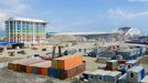 Olympic Park under construction in Sochi, Russia SOCHI, RUSSIA. MAY 20, 2013. The construction site of a hotel for journalists, Adler Arena Stadium, and Bolshoi Stadium (L-R in the distance) in Olympic Park. In 2014 Sochi is set to host 2014 Winter Olympic Games.