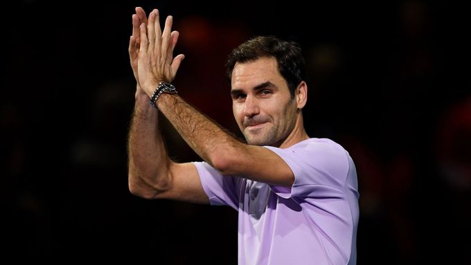 Roger Federer na Turnaji mistrů 2017.