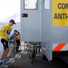 Froome of Britain arrives at the doping control truck after
