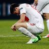 Polský fotbalista Robert Lewandowski je smutný po porážce s Českou republikou v utkání skupiny A na Euru 2012