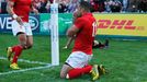 Fetu'u Vainikolo celebrates after scoring a try for Tonga Action Images via Reuters / Paul Childs Livepic EDITORIAL USE ONLY.