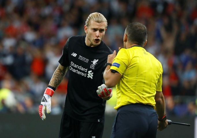 fotbal, Liga mistrů 2017/2018, Real Madrid - Liverpool, brankář Liverpoolu Loris Karius