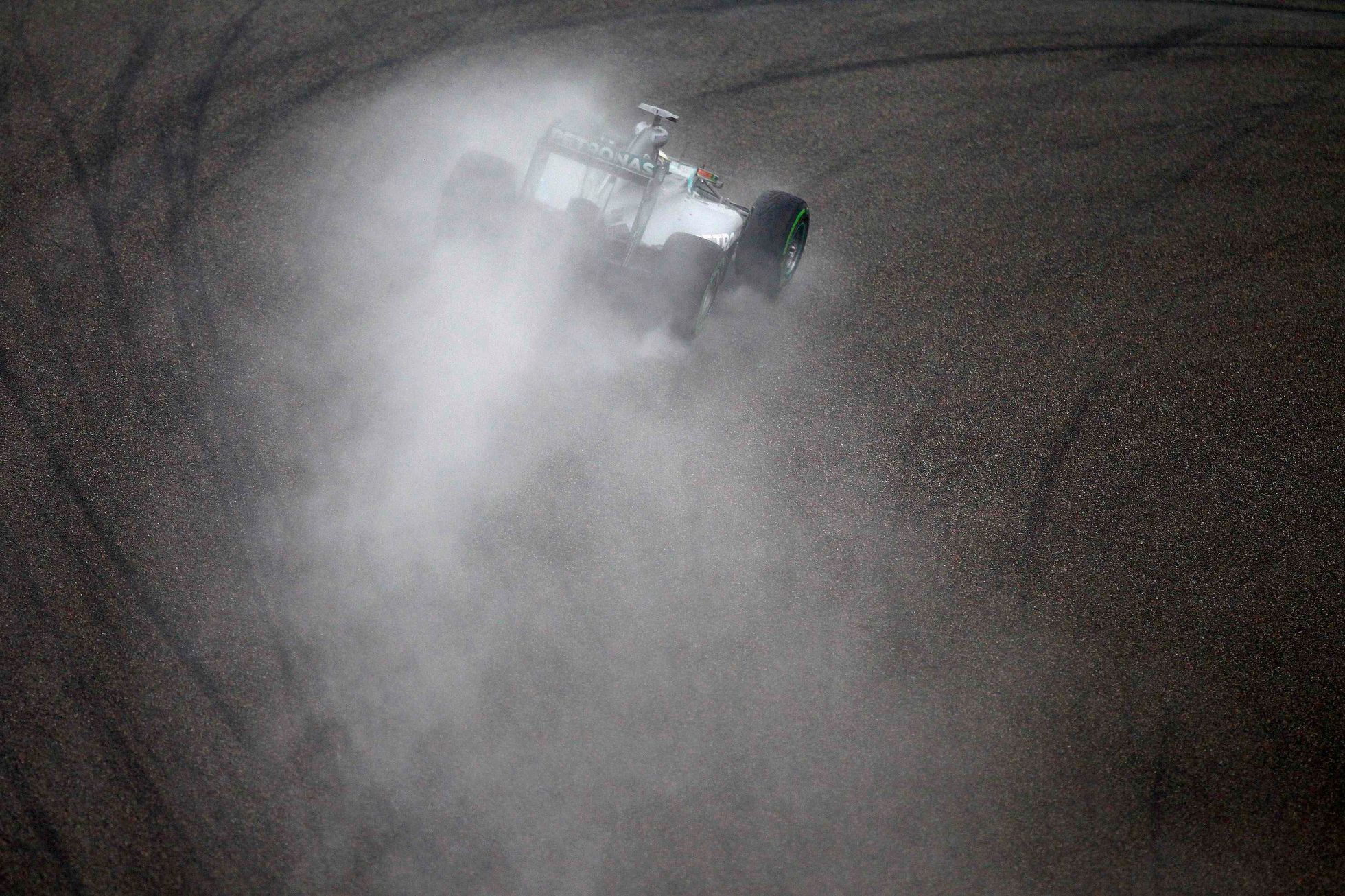 Mercedes Formula One driver Hamilton drives during the qualifying session of the Chinese F1 Grand Prix at the Shanghai International circuit