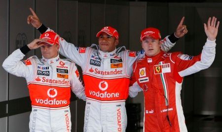 VC Japonska - Hamilton, Kovalainen, Raikkonen
