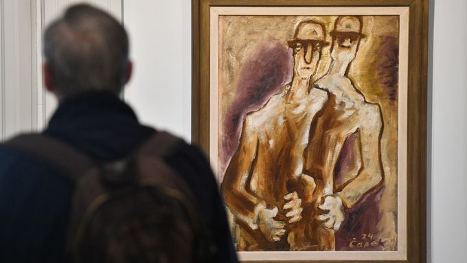 Obraz Josefa Čapka nazvaný Dva chlapi byl dnes vydražen za 13,9 milionu korun.