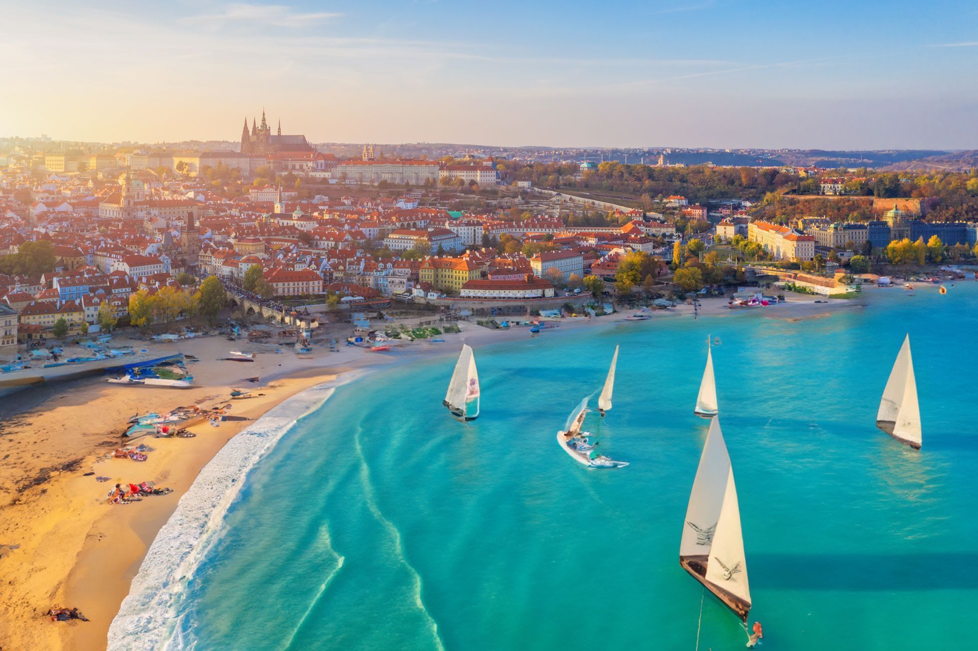 Jak by to vypadalo, kdyby Česko mělo své moře, koláž, umělá inteligence, fikce, moře, Česko, Magazín