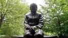 A memorial statue of Brazilian Formula One driver Ayrton Senna is seen in the park inside the race track at Imola April 22, 2014. Twenty years after Senna died at Imola's