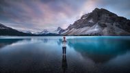 Brzké ráno na Bow Lake, Kanada 2017, autoportrét