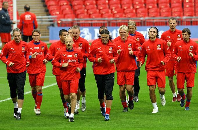 Trénink českých fotbalistů ve Wembley (Londýn, Velká Británie).