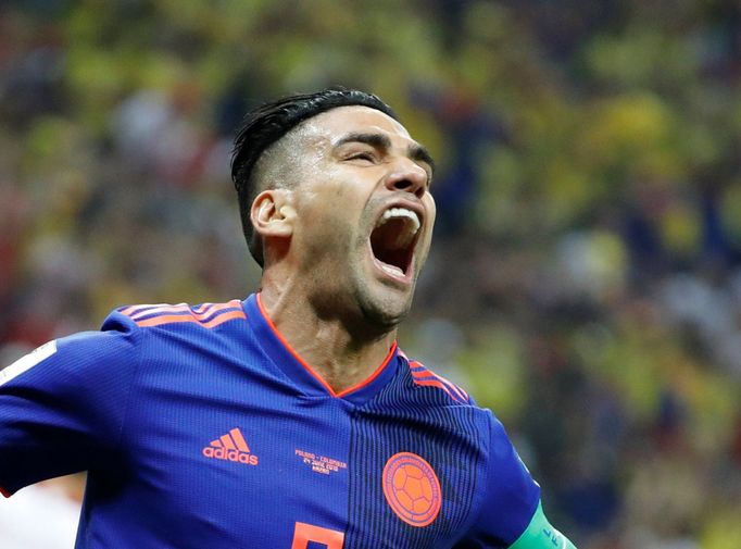 Radamel Falcao slaví gól v zápase Polsko - Kolumbie na MS 2018