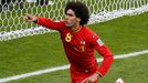 Belgium's Marouane Fellaini celebrates scoring a goal against Algeria during their 2014 World Cup Group H soccer match at the Mineirao stadium in Belo Horizonte June 17,