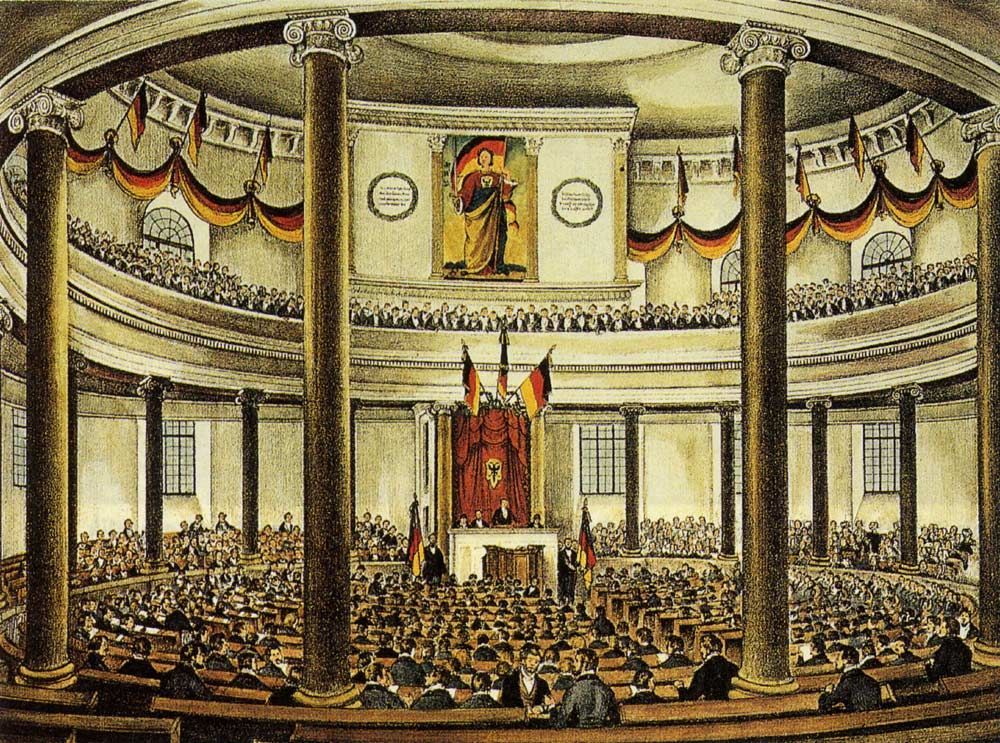 Zasedání Frankfurtského sněmu (dobová litografie)