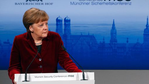 Angela Merkelová na bezpečnostní konferenci v Mnichově.