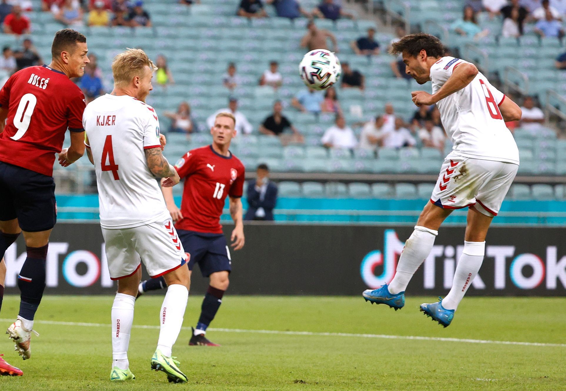 Thomas Delaney dává gól ve čtvrtfinále Česko - Dánsko na ME 2020