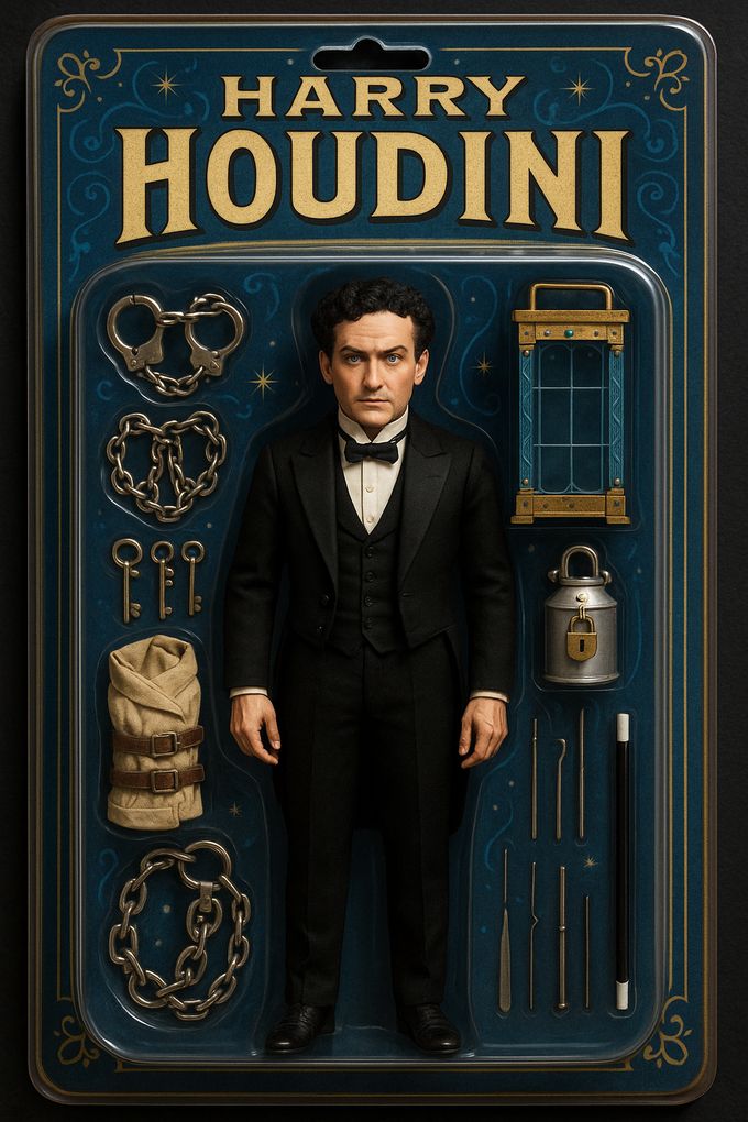 Harry Houdini. Obrázek vygenerovaný pomocí umělé inteligence