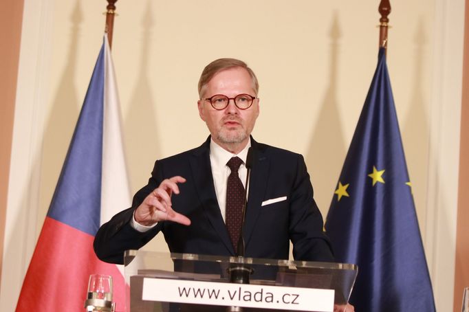 Premiér Petr Fiala na první tiskové konferenci po jednání vlády v roce 2024