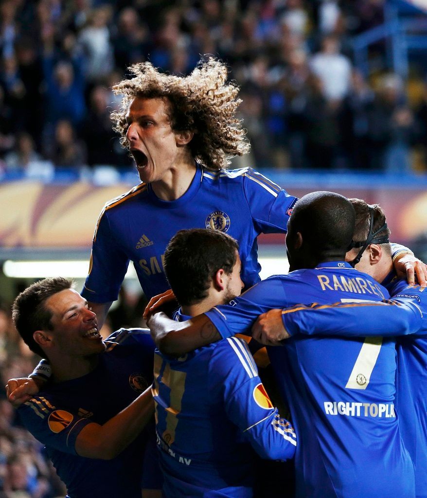 Radost Davida Luize a jeho spoluhráčů z Chelsea v semifinále Evropské ligy