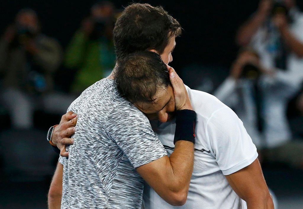Rafael Nadal a Grigor Dimitrov po semifinále Australian Open