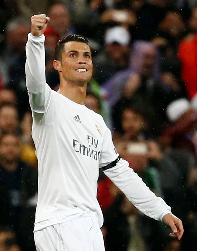 Real Madrid's Cristiano Ronaldo celebrates scoring their first goal