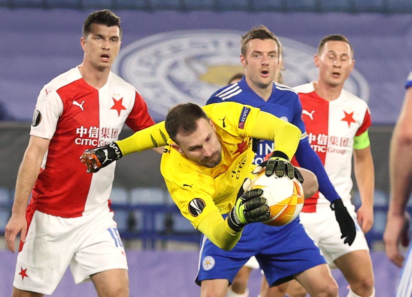 Ondřej Kolář v odvetě  2. kola  Evropské ligy Leicester  - Slavia