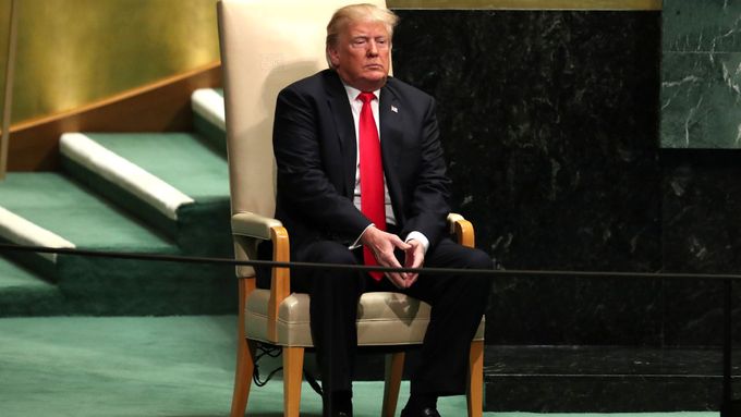 Donald Trump na půdě OSN v New Yorku.