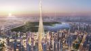 Model budoucí nejvyšší stavby světa, přes 900 metrů vysoké věže Creek Tower v Dubaji.