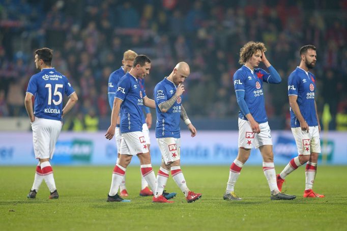 Smutní slávisté po zápase první ligy Plzeň - Slavia.