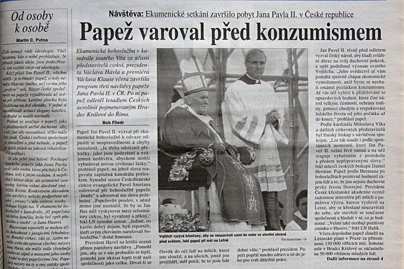 Návštěvy papeže v novinách