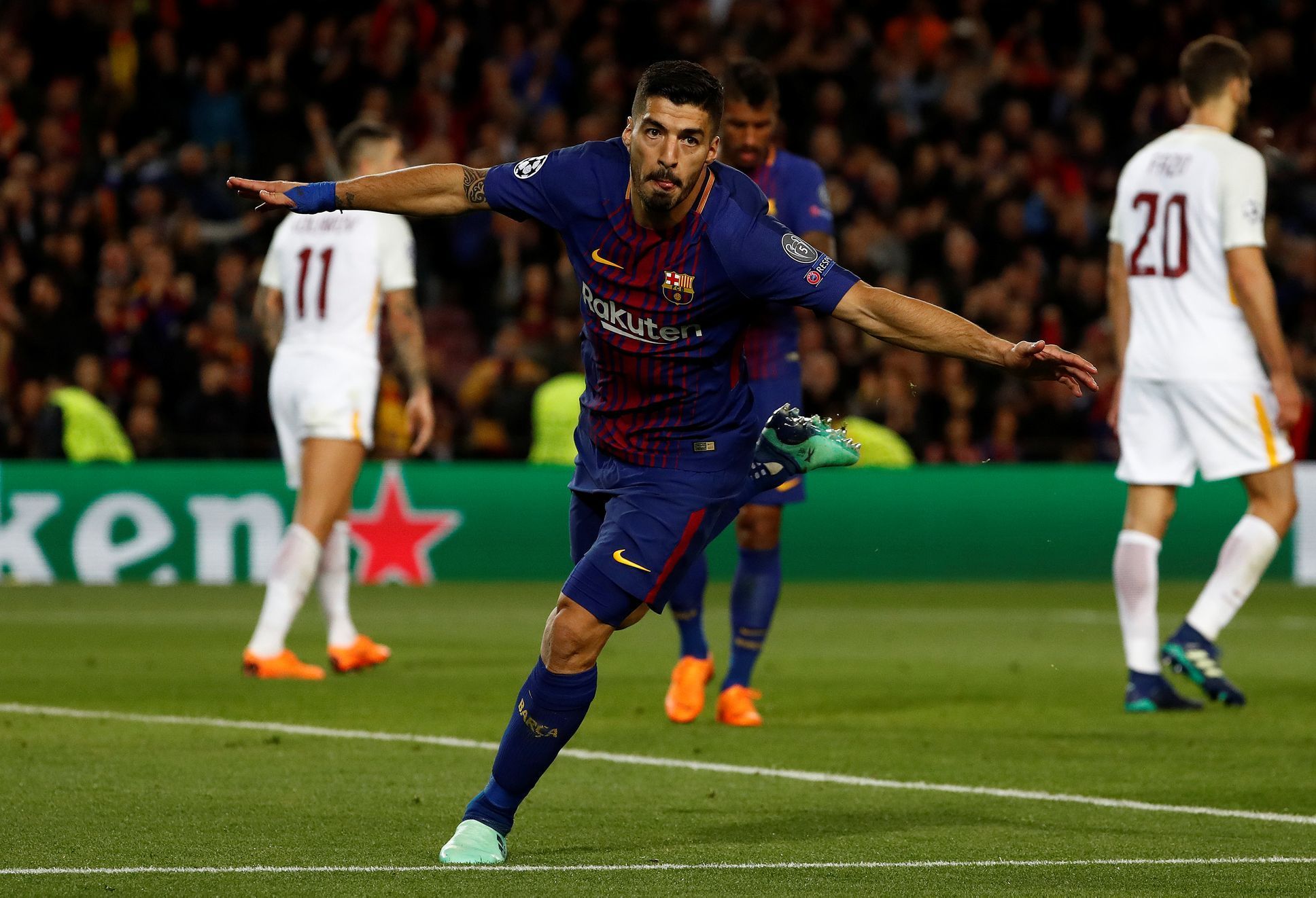 Čtvrtfinále Ligy mistrů 2018, Barcelona - AS Řím: Radost Luise Suáreze