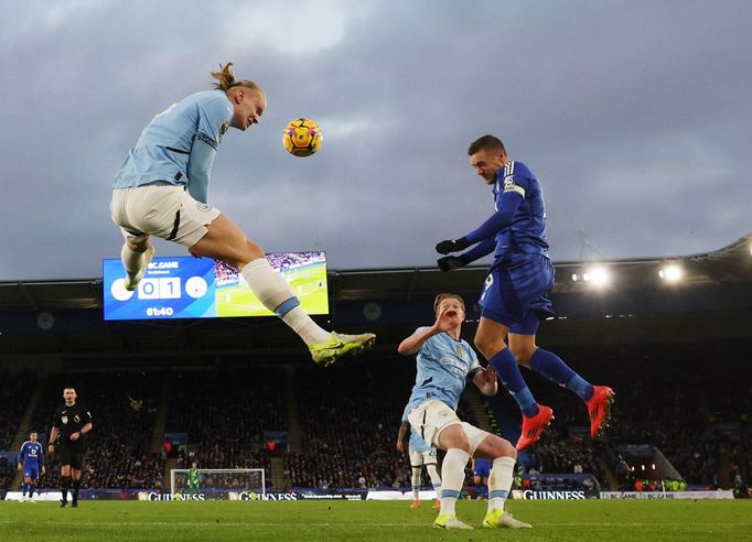 Soccer Football - Premier League - Leicester City v Manchester City - King Power Stadium, Leicester, Britain - December 29, 2024 Manchester City's Erling Haaland in actio